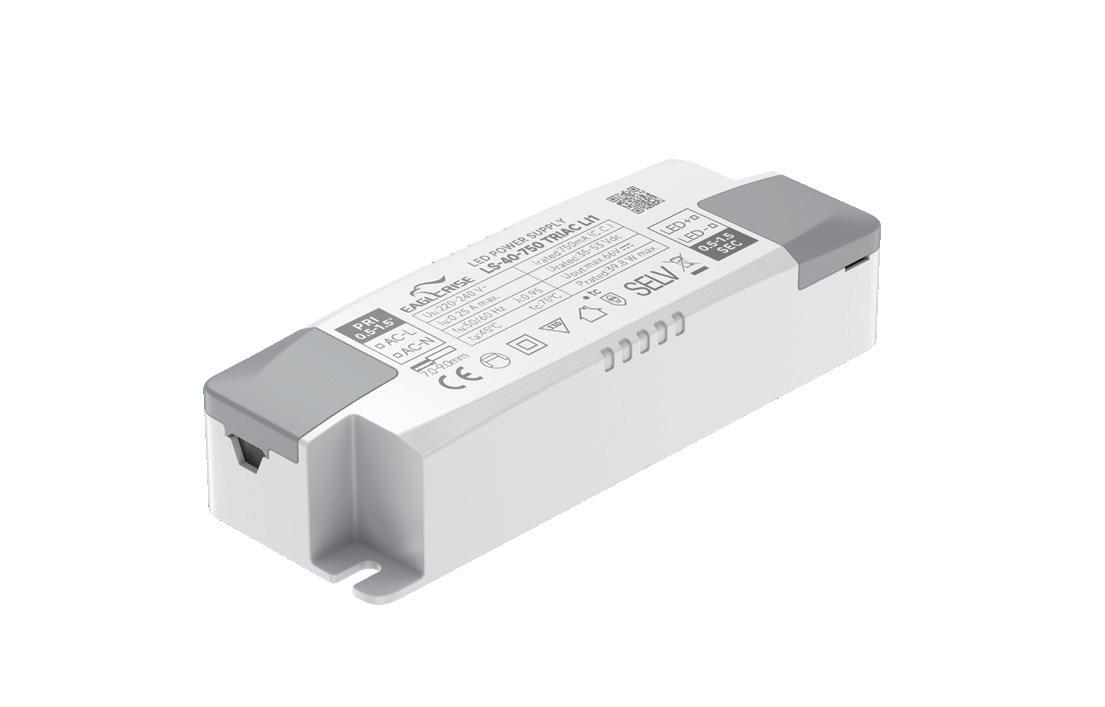 Eaglerise LS TRIAC LI1 constant current LED driver, phase-dimmable, with grey end caps