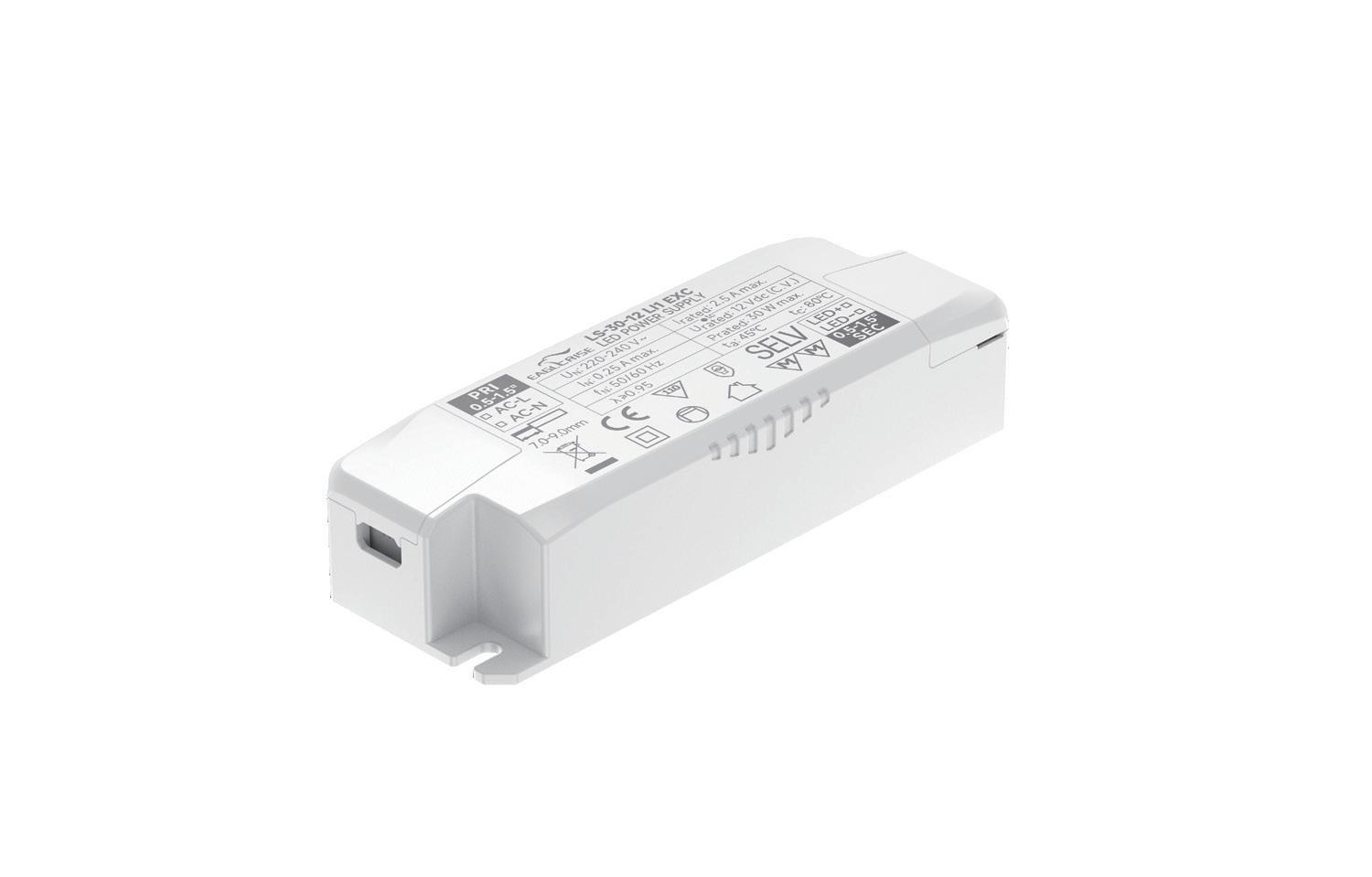 Eaglerise Slim LS constant voltage LED driver, white plastic housing with screw terminals